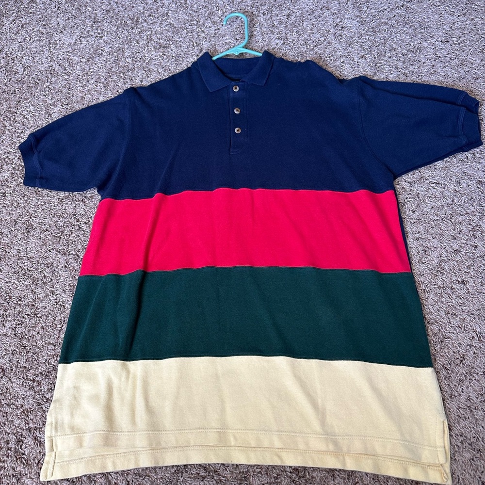 R&R Casuals Stripe Color Polo Shirt XL